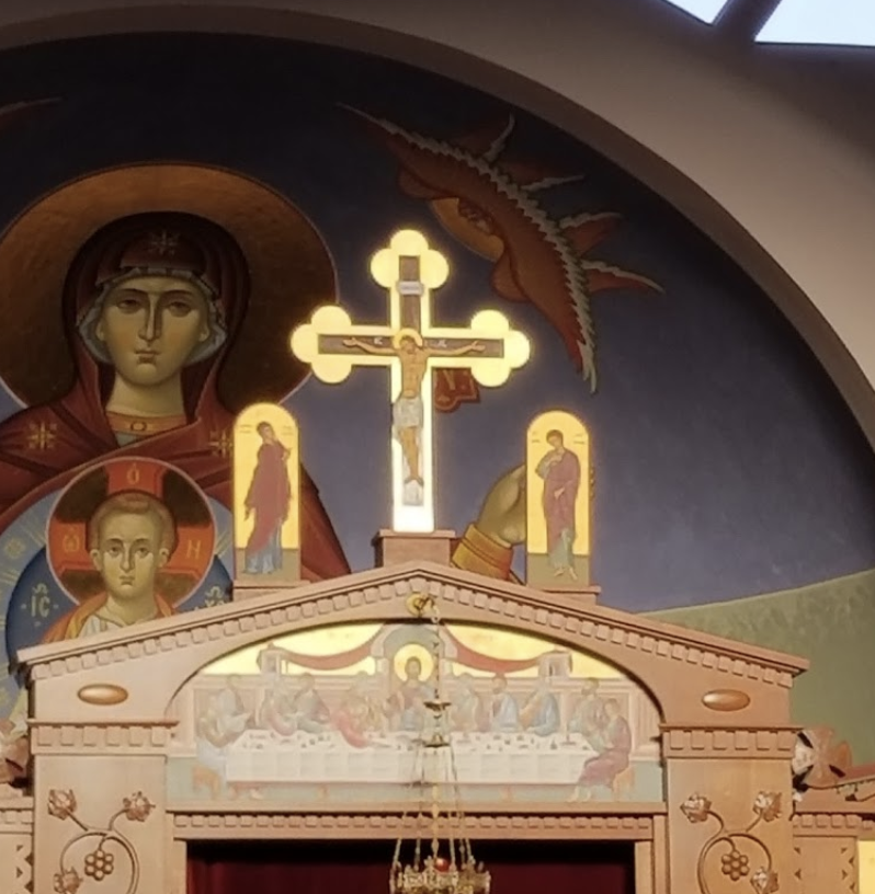 Mary and Christ in altar